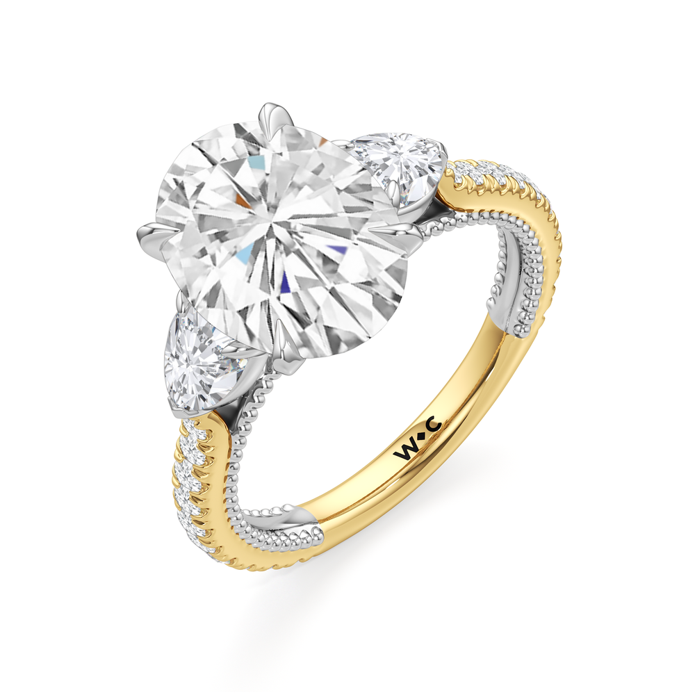 Oval Cut The W Summit Engagement Ring with Lab Grown Diamond in 14KT Yellow Gold & Platinum view 7

