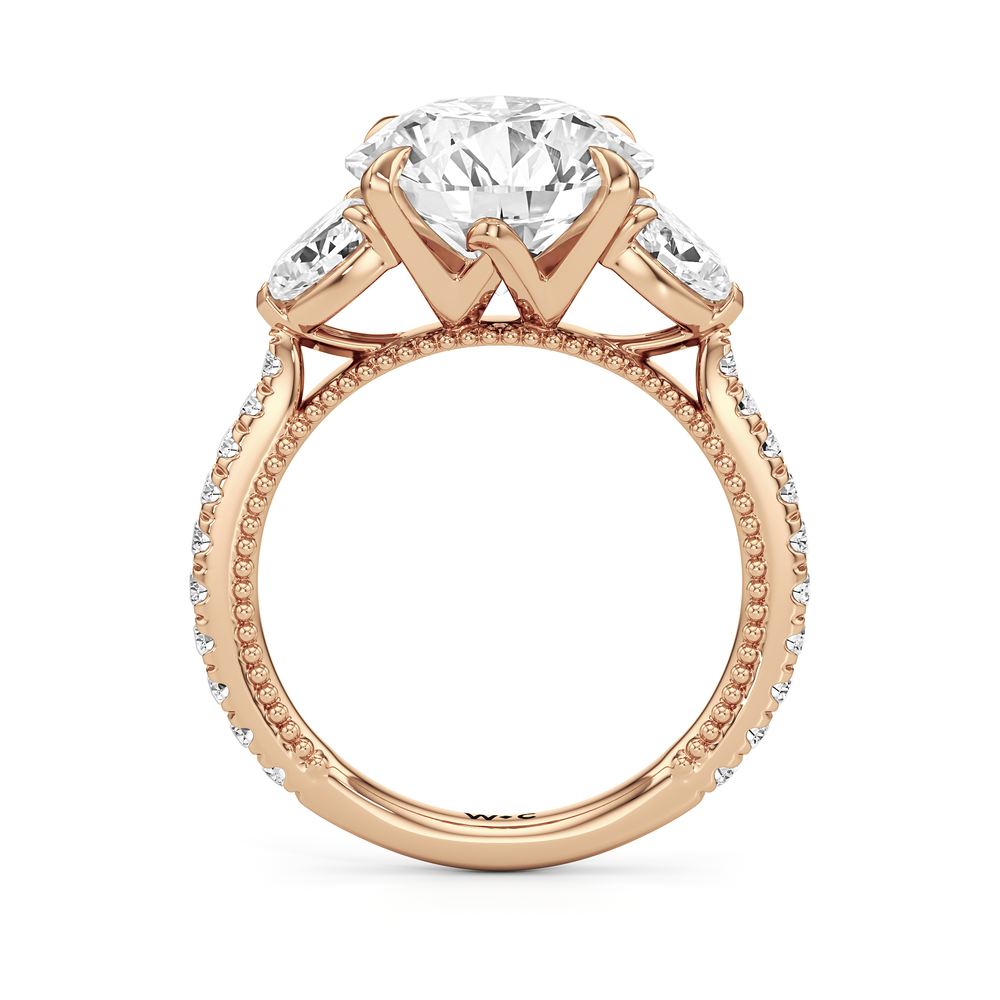 Round Cut The W Summit Engagement Ring with Lab Grown Diamond in 14KT Rose Gold view 6
