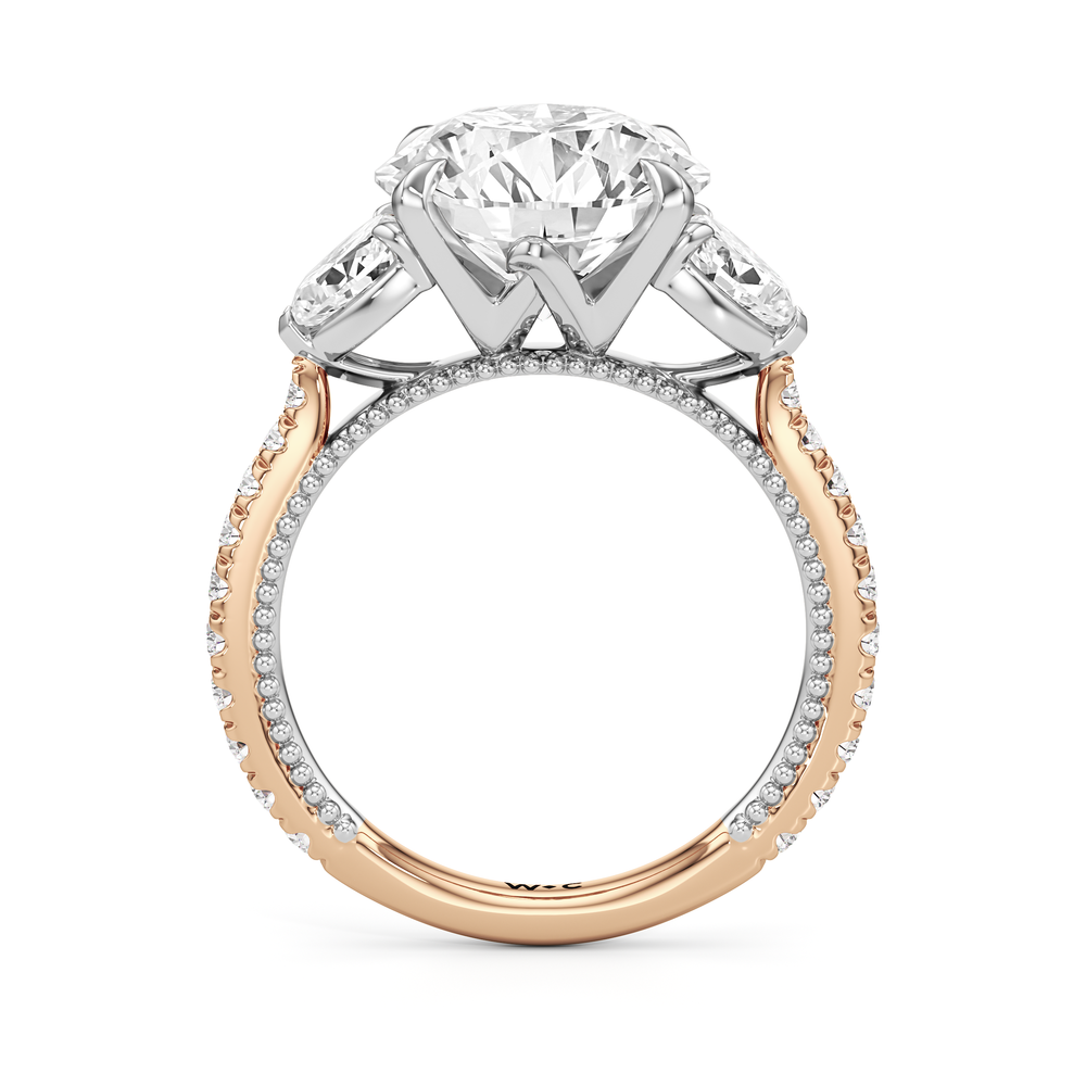 Round Cut The W Summit Engagement Ring with Lab Grown Diamond in 14KT Rose Gold & Platinum view 6

