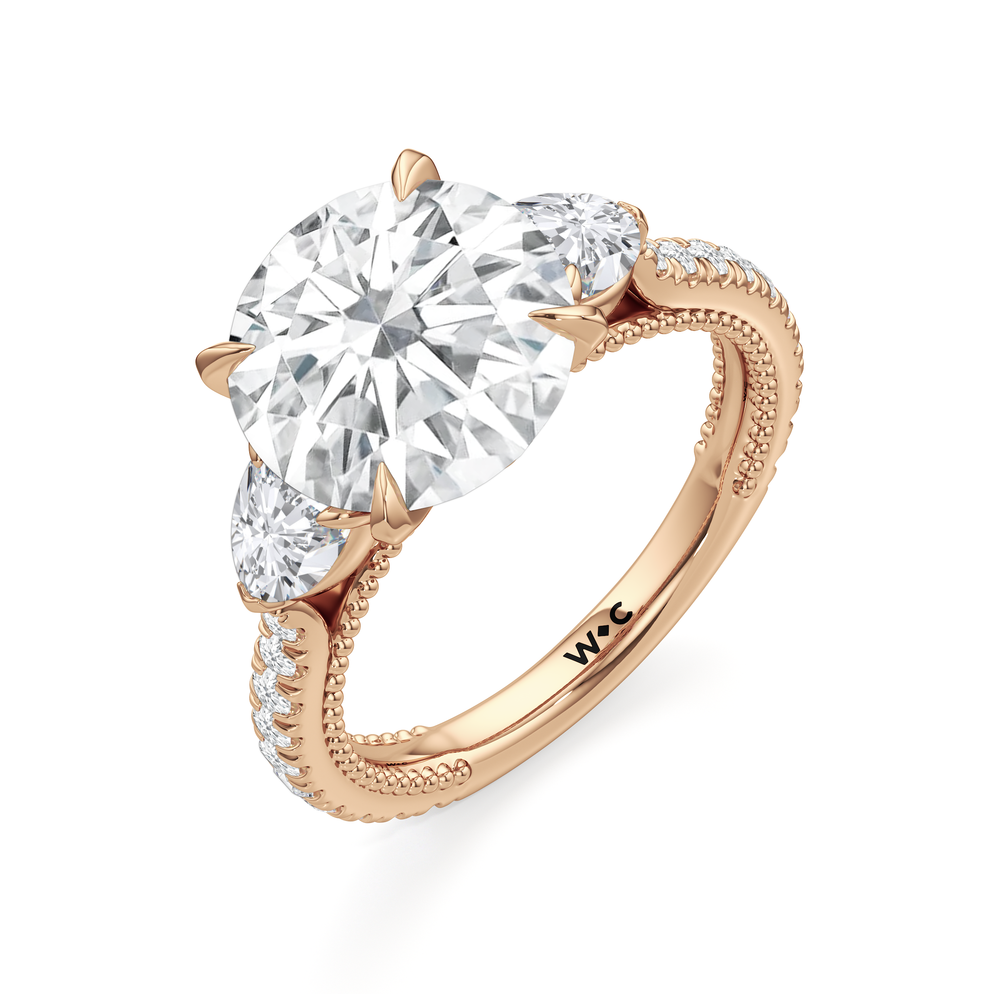 Round Cut The W Summit Engagement Ring with Lab Grown Diamond in 14KT Rose Gold view 7
