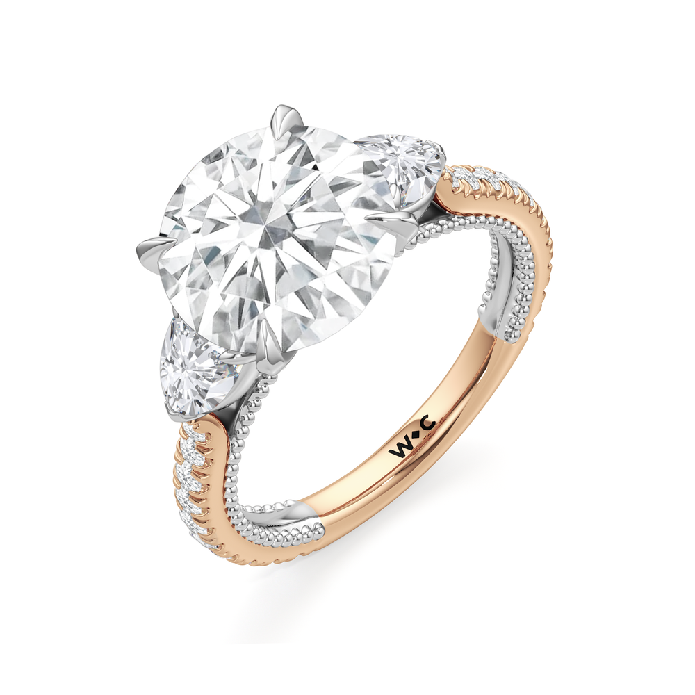 Round Cut The W Summit Engagement Ring with Lab Grown Diamond in 14KT Rose Gold & Platinum view 7
