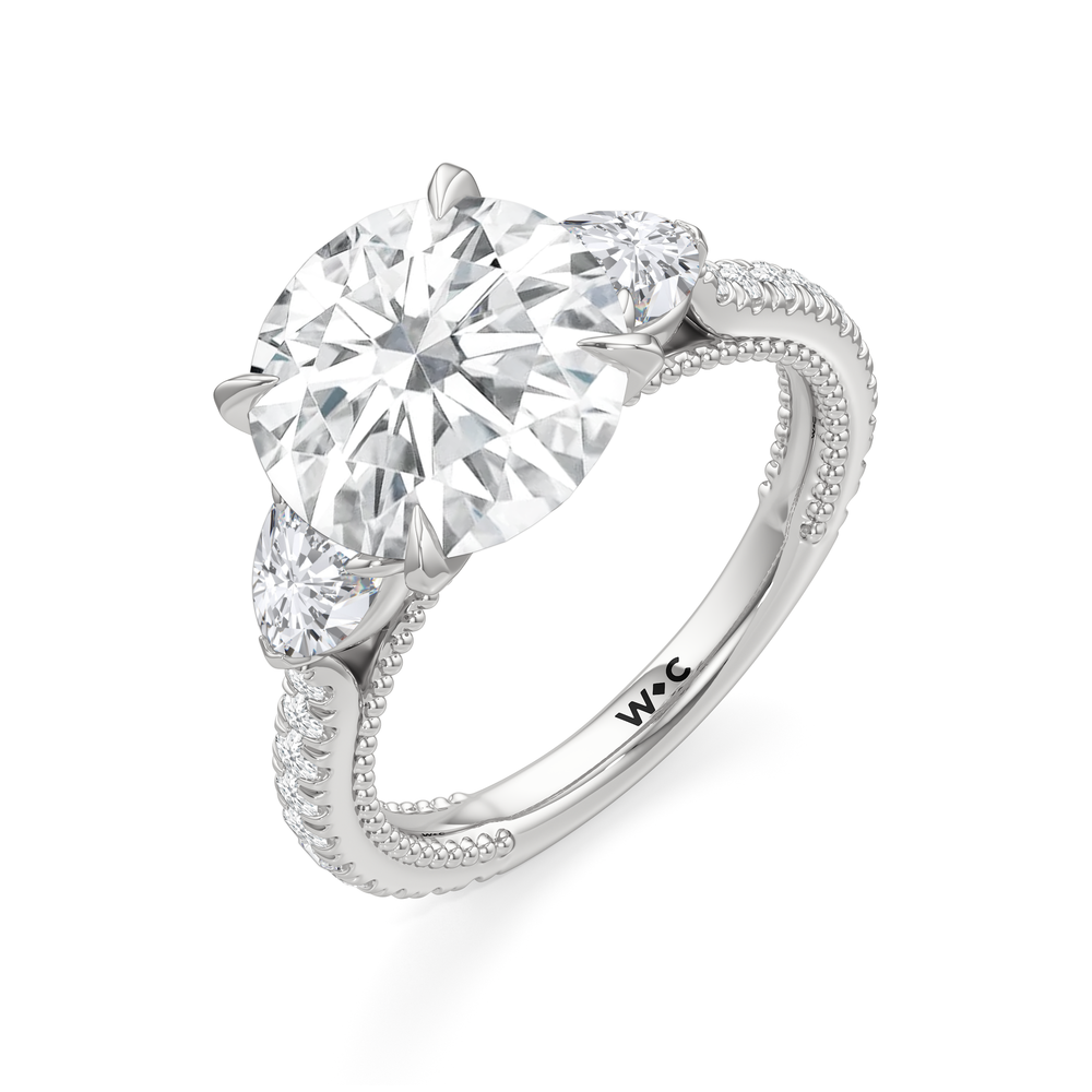 Round Cut The W Summit Engagement Ring with Lab Grown Diamond in 14KT Platinum view 7
