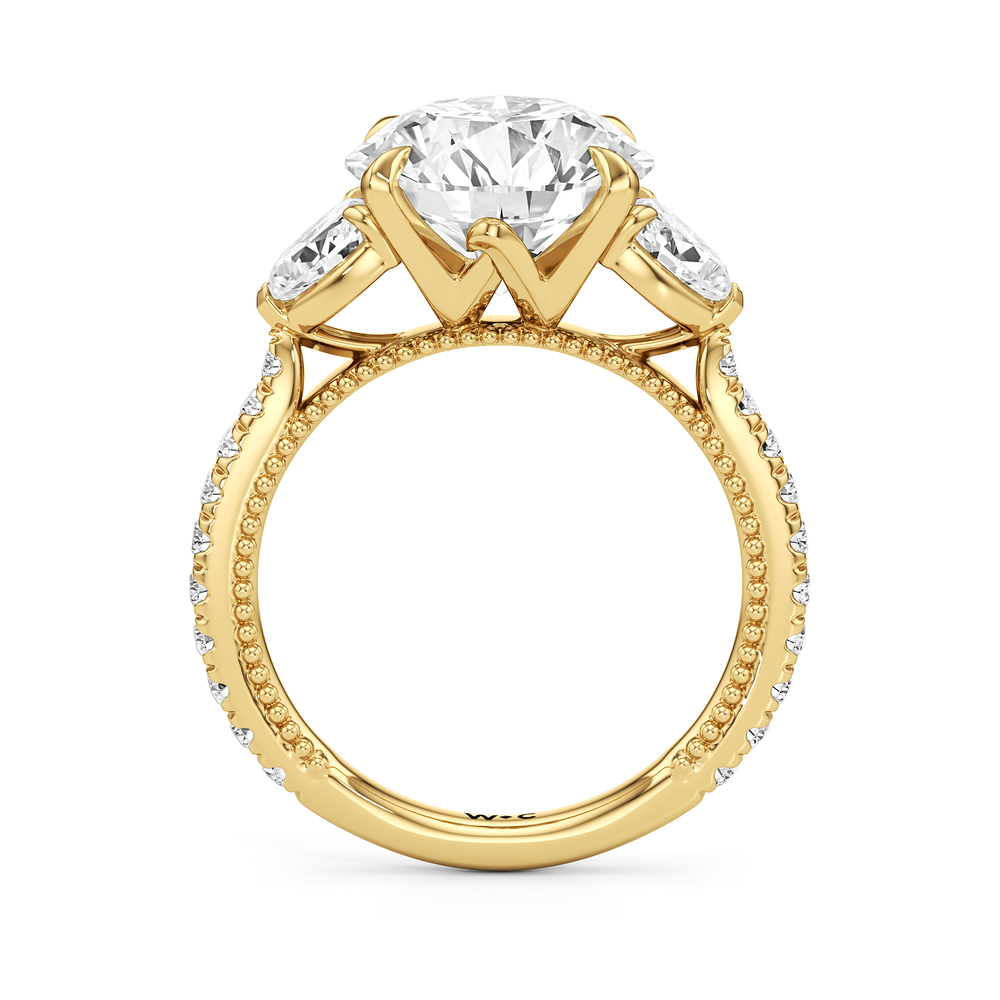 Round Cut The W Summit Engagement Ring with Lab Grown Diamond in 14KT Yellow Gold view 6
