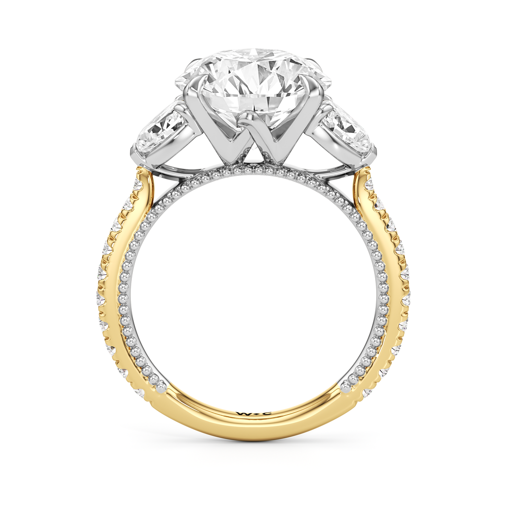 Round Cut The W Summit Engagement Ring with Lab Grown Diamond in 14KT Yellow Gold & Platinum view 6

