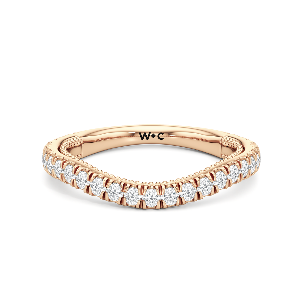 The W Zenith Diamond Wedding Band with 18KT Rose Gold Cut Diamond in 14KT Rose Gold view 1

