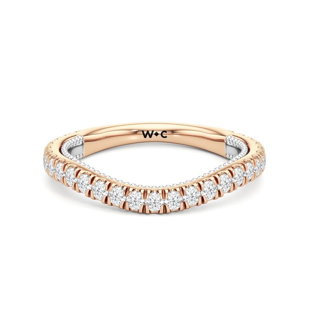 The W Zenith Diamond Wedding Band with 18KT Rose Gold & Platinum Cut Diamond in 14KT Rose Gold & Platinum view 1
