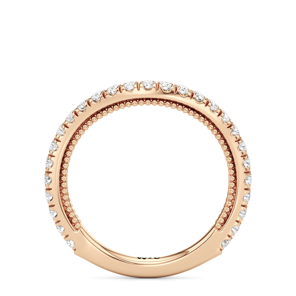 The W Zenith Diamond Wedding Band with 18KT Rose Gold Cut Diamond in 14KT Rose Gold view 5
