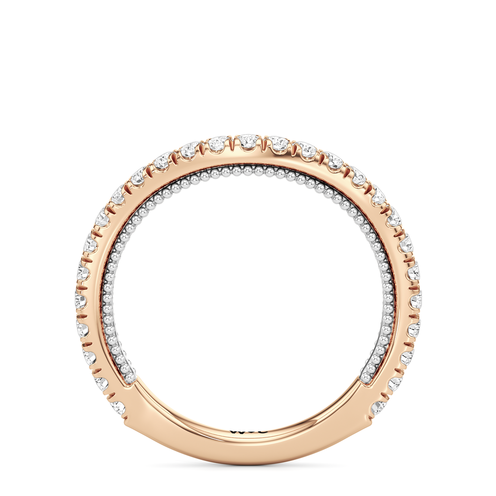 The W Zenith Diamond Wedding Band with 18KT Rose Gold & Platinum Cut Diamond in 14KT Rose Gold & Platinum view 5
