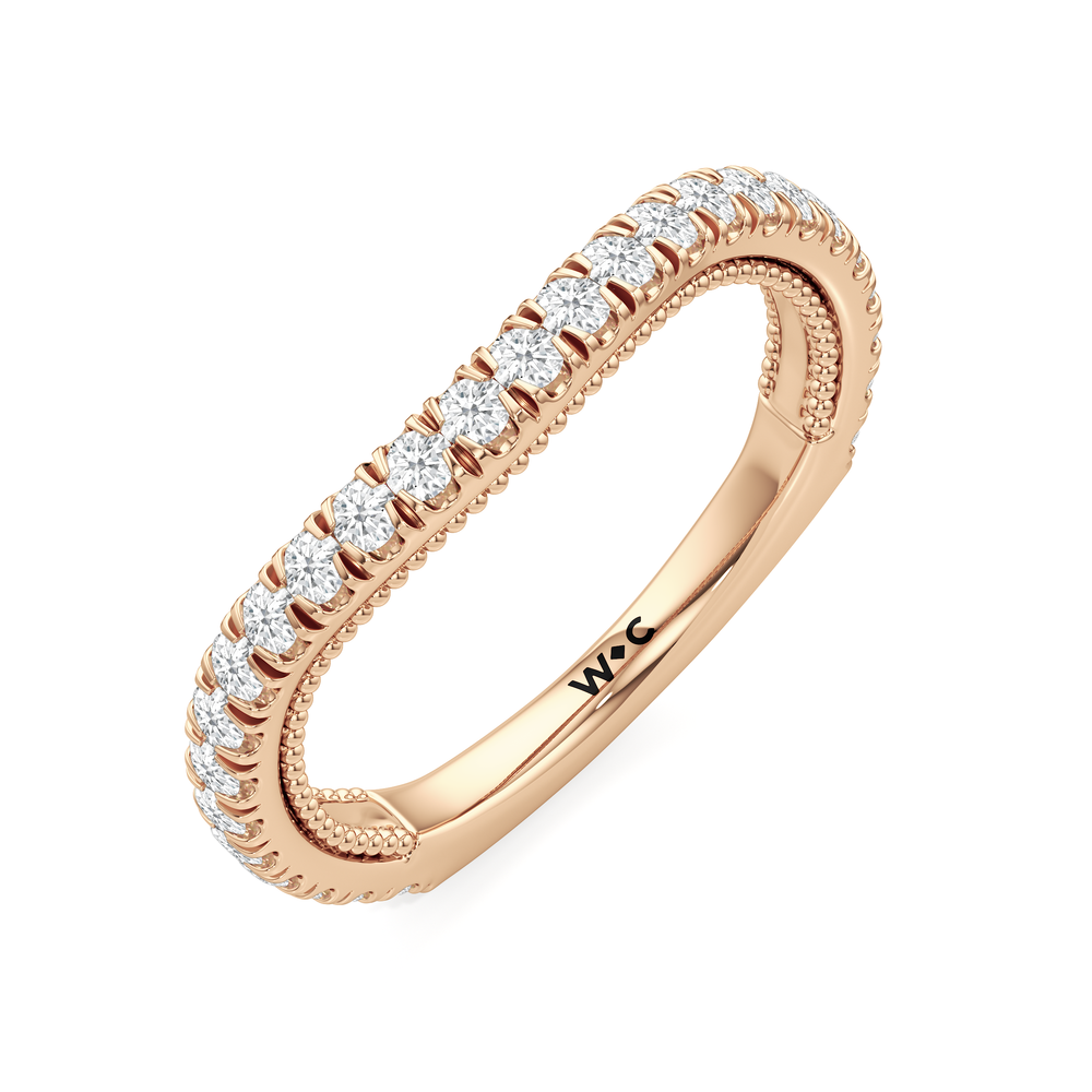 The W Zenith Diamond Wedding Band with 18KT Rose Gold Cut Diamond in 14KT Rose Gold view 6
