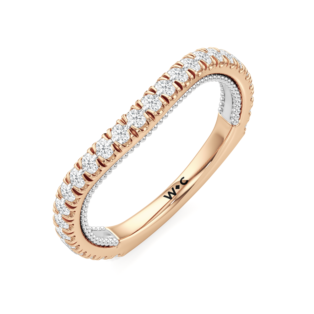 The W Zenith Diamond Wedding Band with 18KT Rose Gold & Platinum Cut Diamond in 14KT Rose Gold & Platinum view 6
