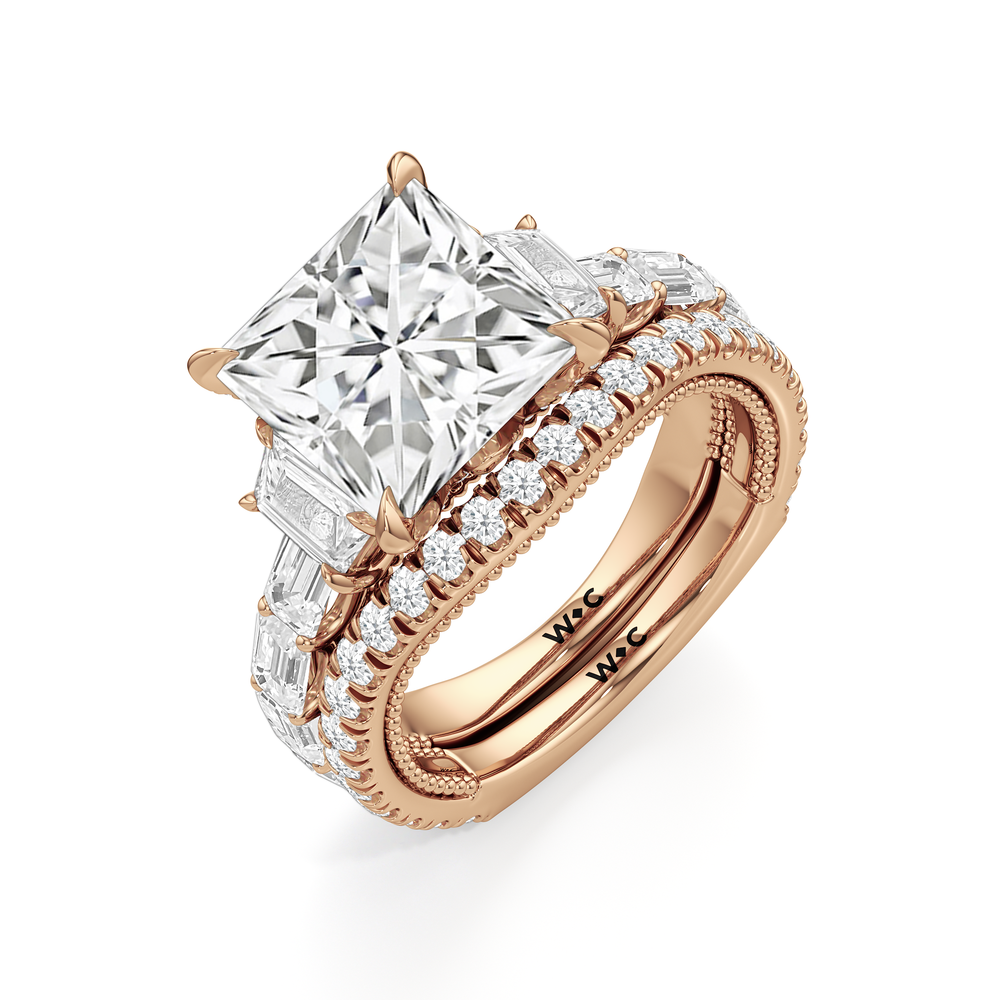The W Zenith Engagement Ring with Princess Cut Diamond in 14KT Rose Gold view 7
