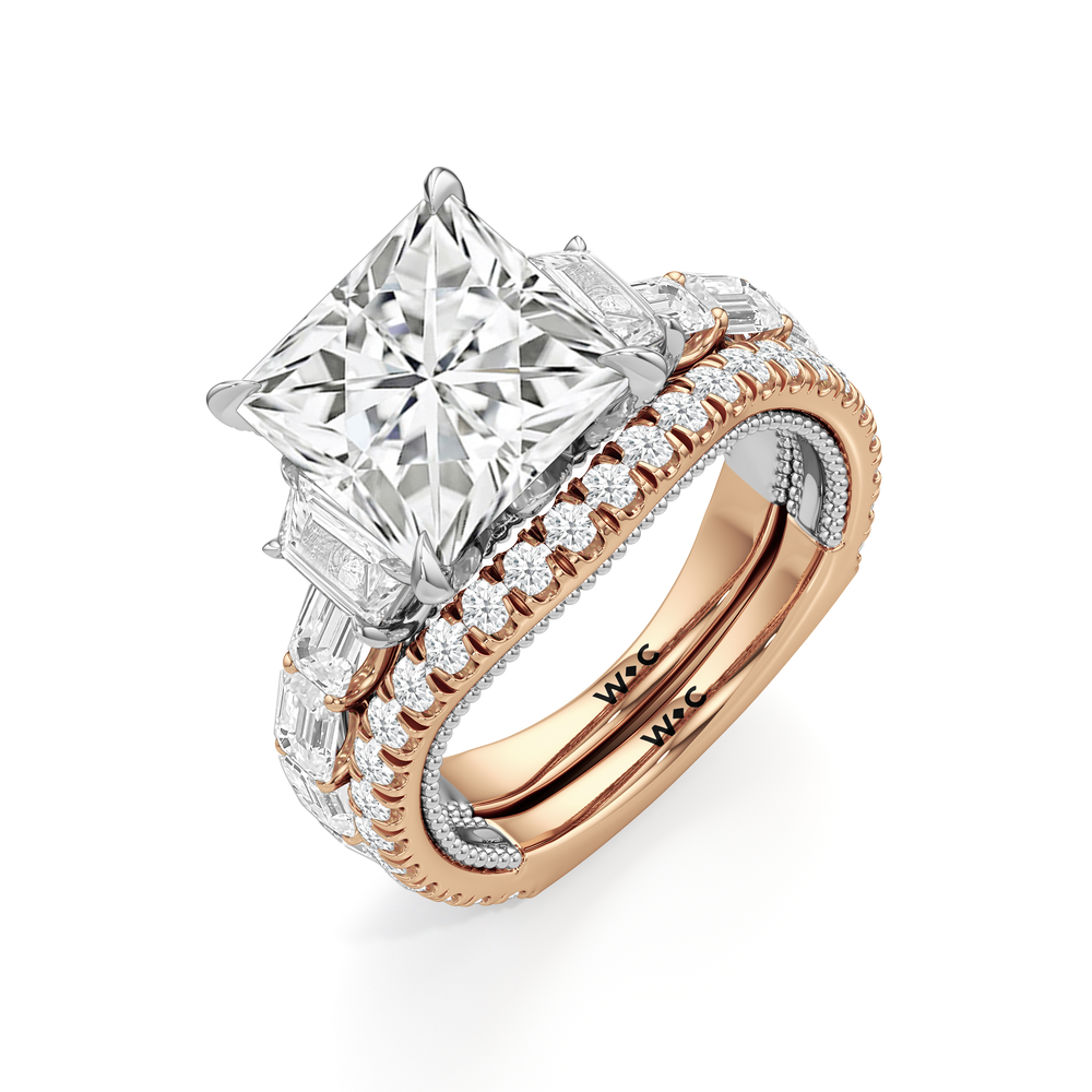 The W Zenith Engagement Ring with Round Cut Diamond in 14KT Rose Gold & Platinum view 7
