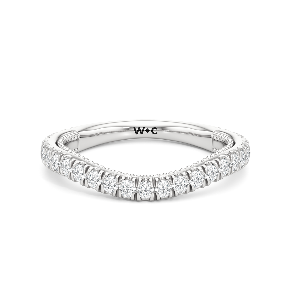 The W Zenith Diamond Wedding Band with Platinum Cut Diamond in 14KT Platinum view 1
