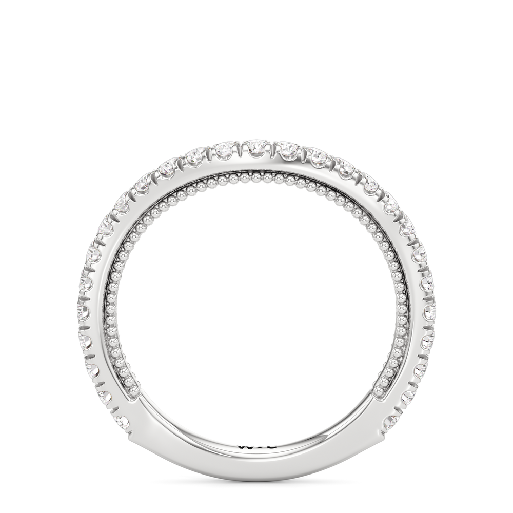 The W Zenith Diamond Wedding Band with Platinum Cut Diamond in 14KT Platinum view 5
