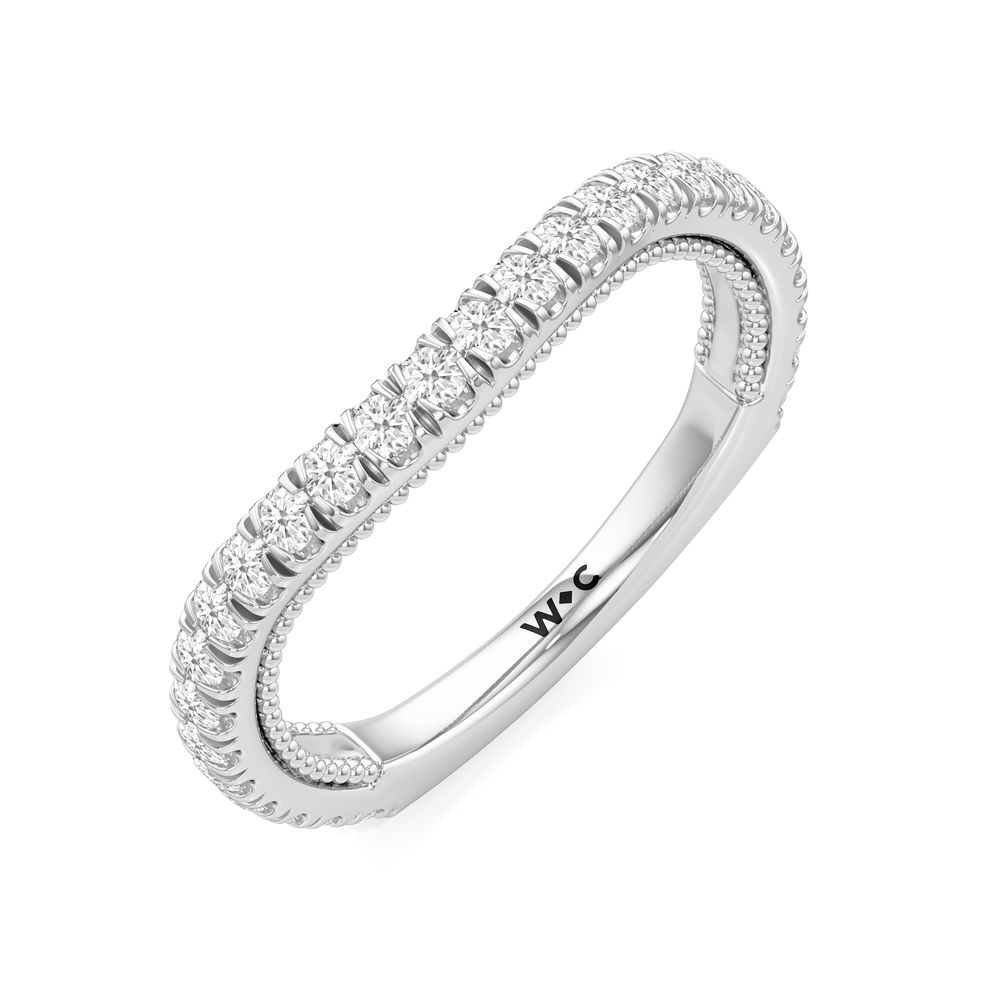 The W Zenith Diamond Wedding Band with Platinum Cut Diamond in 14KT Platinum view 6

