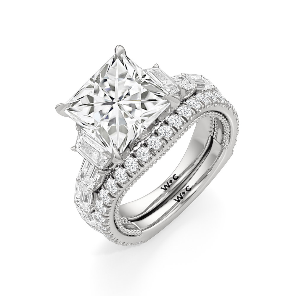 The W Zenith Engagement Ring with Princess Cut Diamond in 14KT Platinum view 7
