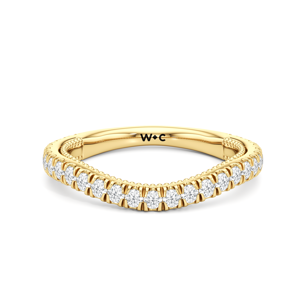 The W Zenith Diamond Wedding Band with 18KT Yellow Gold Cut Diamond in 14KT Yellow Gold view 1

