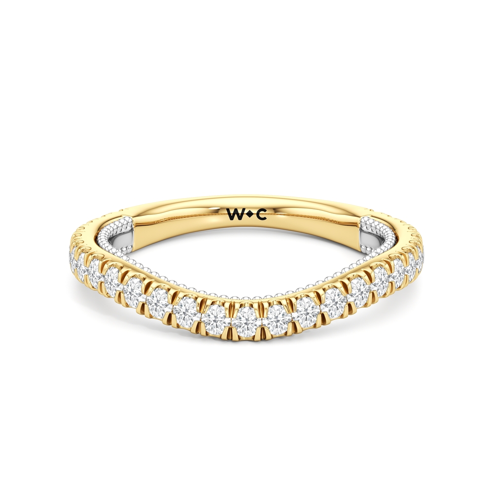 The W Zenith Diamond Wedding Band with 18KT Yellow Gold & Platinum Cut Diamond in 14KT Yellow Gold & Platinum view 1
