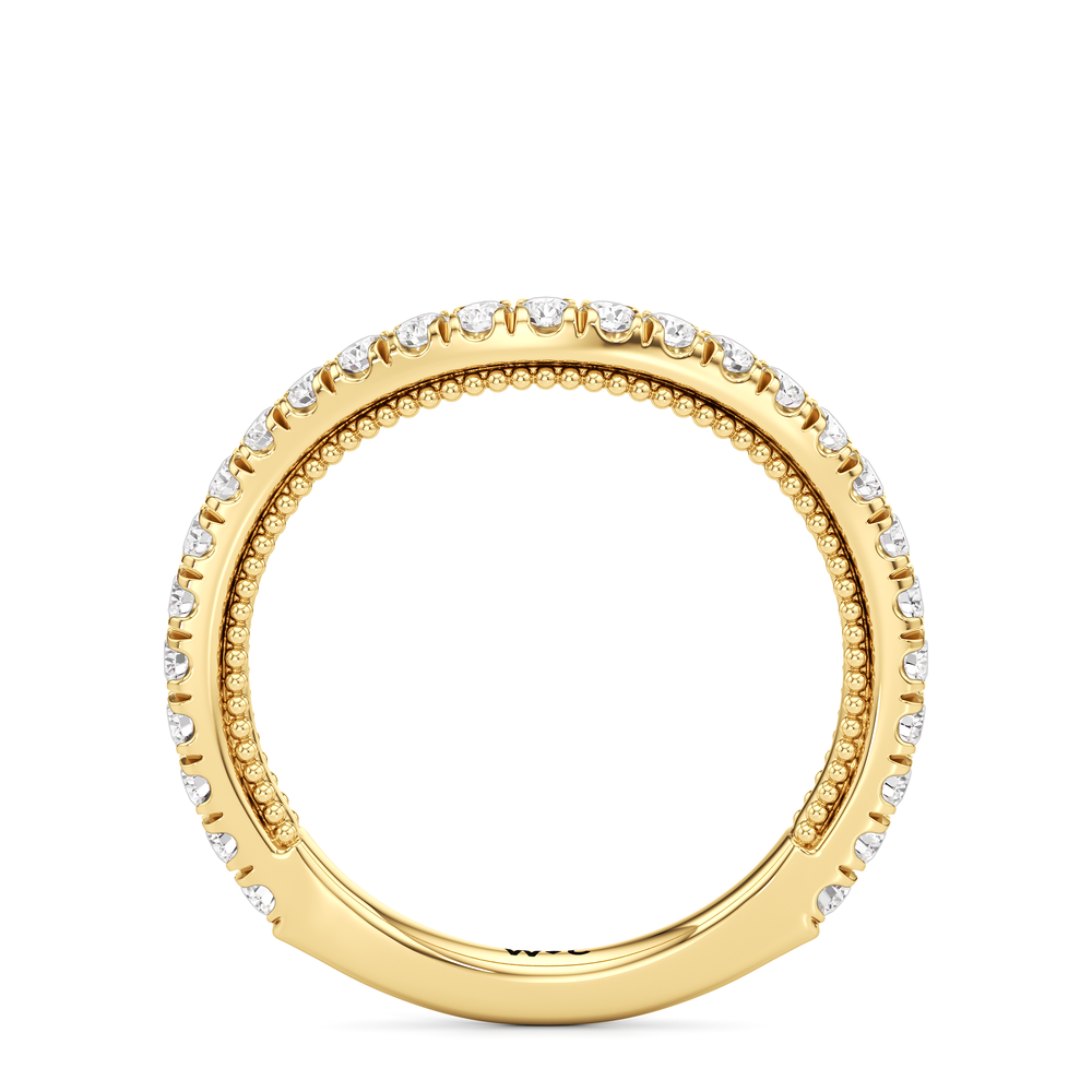 The W Zenith Diamond Wedding Band with 18KT Yellow Gold Cut Diamond in 14KT Yellow Gold view 5
