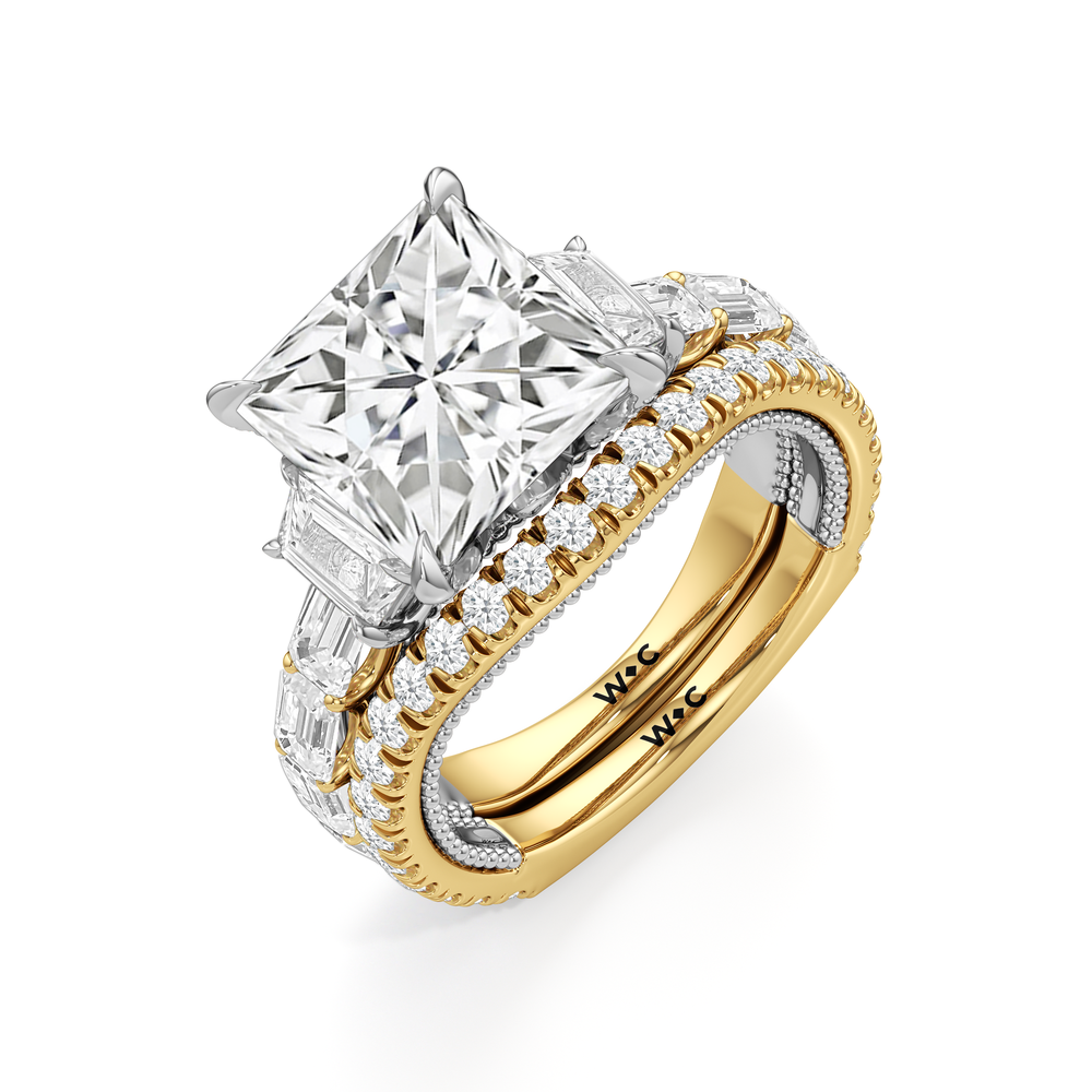 The W Zenith Engagement Ring with Round Cut Diamond in 14KT Yellow Gold & Platinum view 7
