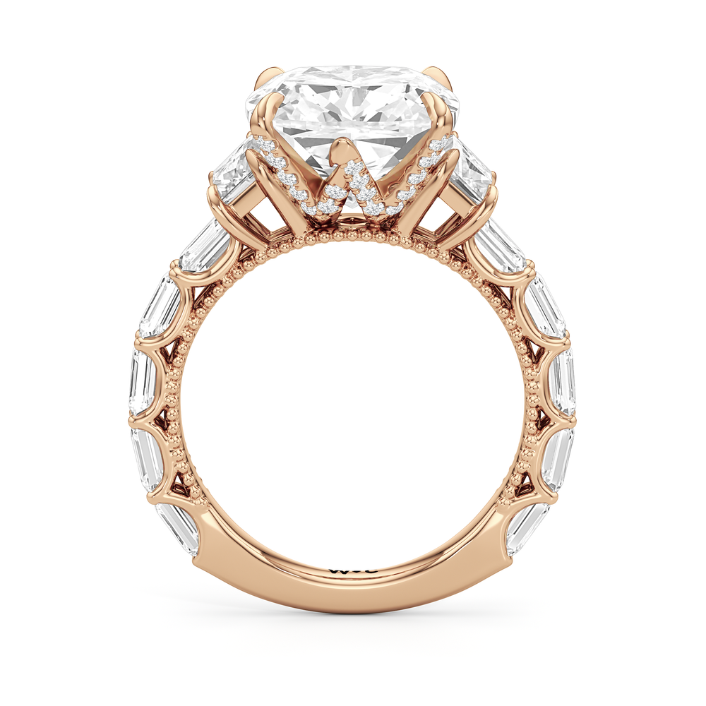 The W Zenith Engagement Ring with Cushion Cut Diamond in 14KT Rose Gold view 5
