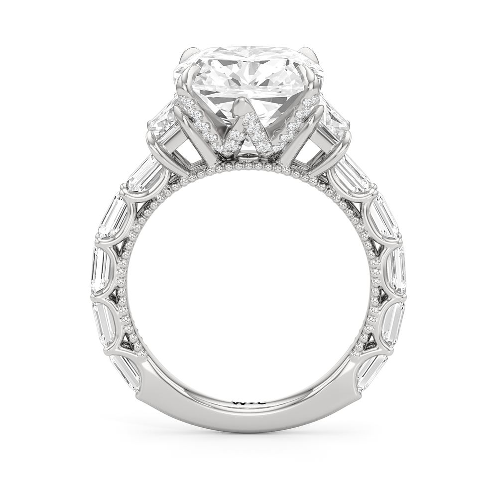 The W Zenith Engagement Ring with Cushion Cut Diamond in 14KT Platinum view 5
