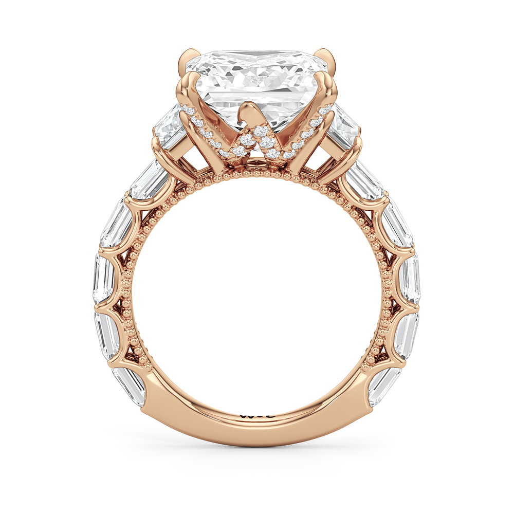 The W Zenith Engagement Ring with Princess Cut Diamond in 14KT Rose Gold view 5
