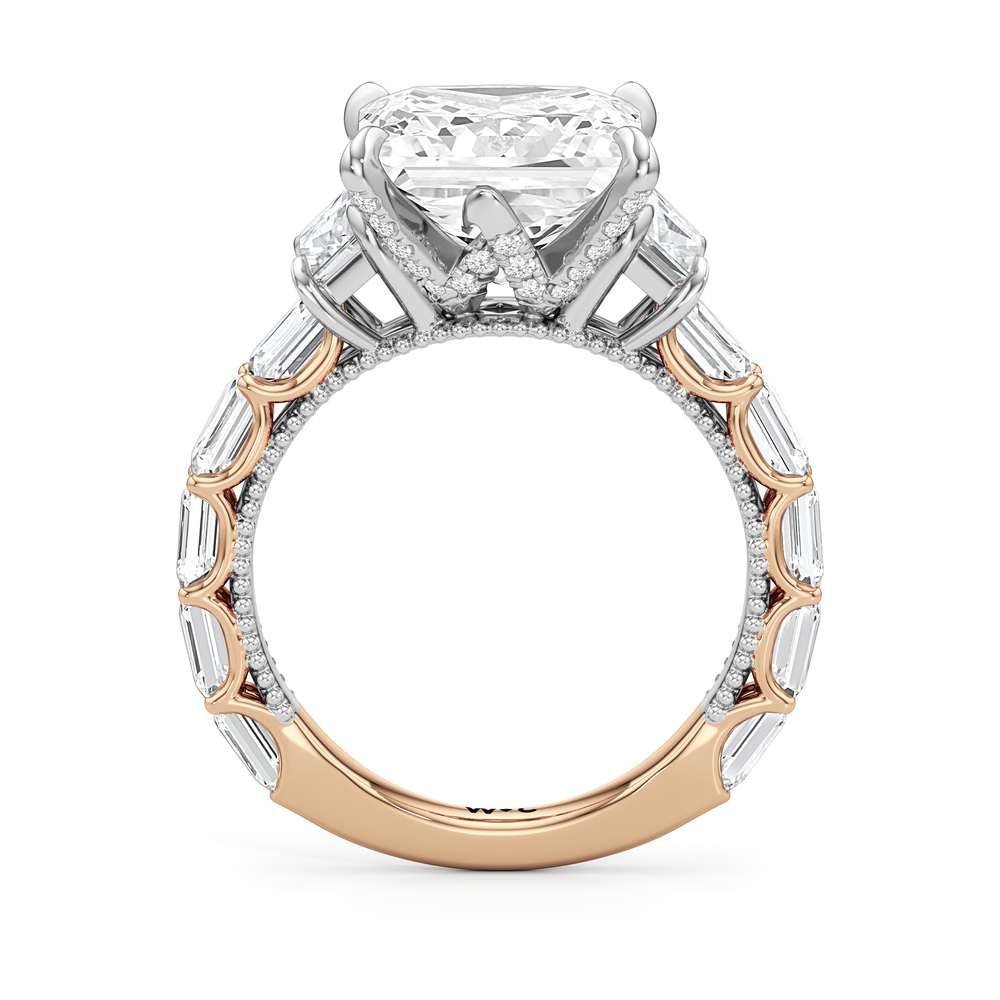 The W Zenith Engagement Ring with Princess Cut Diamond in 14KT Rose Gold & Platinum view 5
