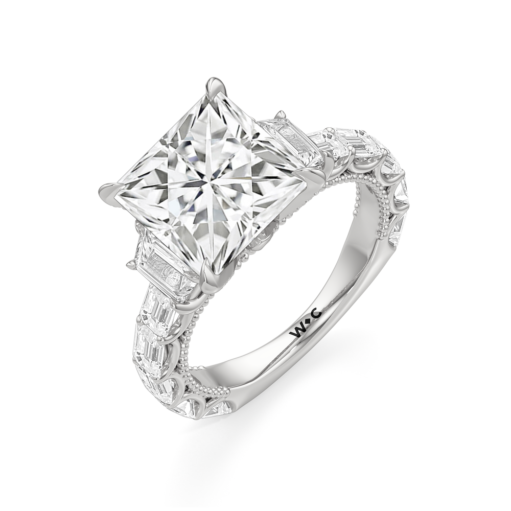 The W Zenith Engagement Ring with Princess Cut Diamond in 14KT Platinum view 6
