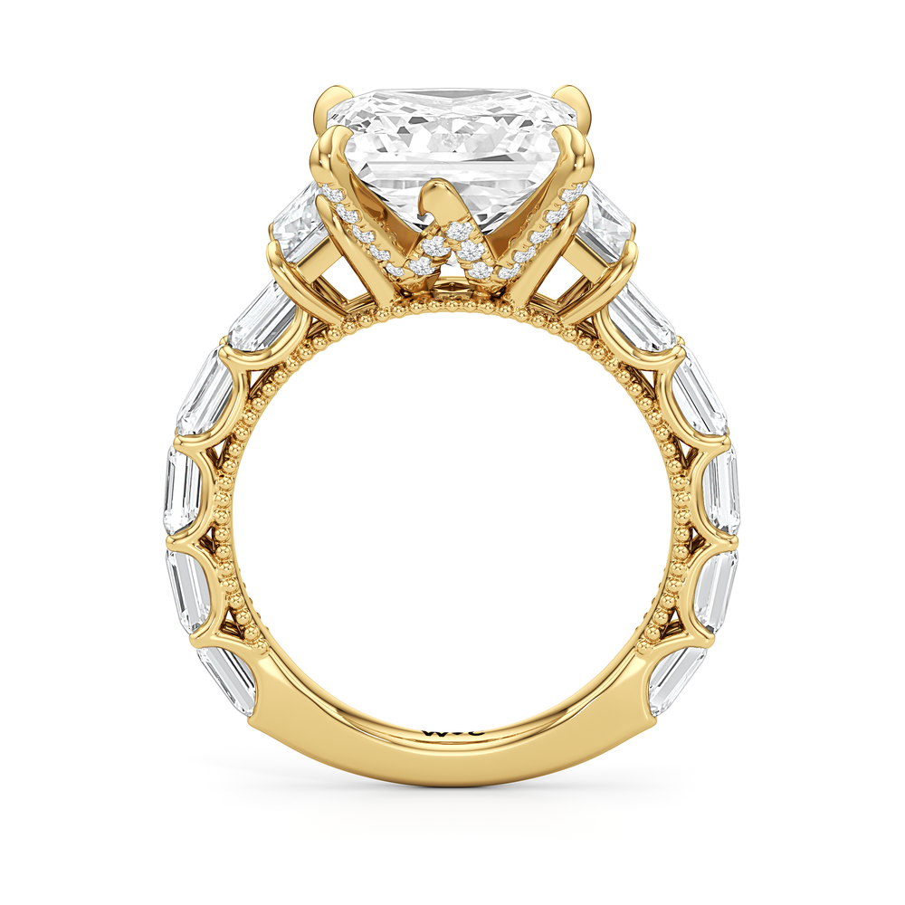 The W Zenith Engagement Ring with Princess Cut Diamond in 14KT Yellow Gold view 5
