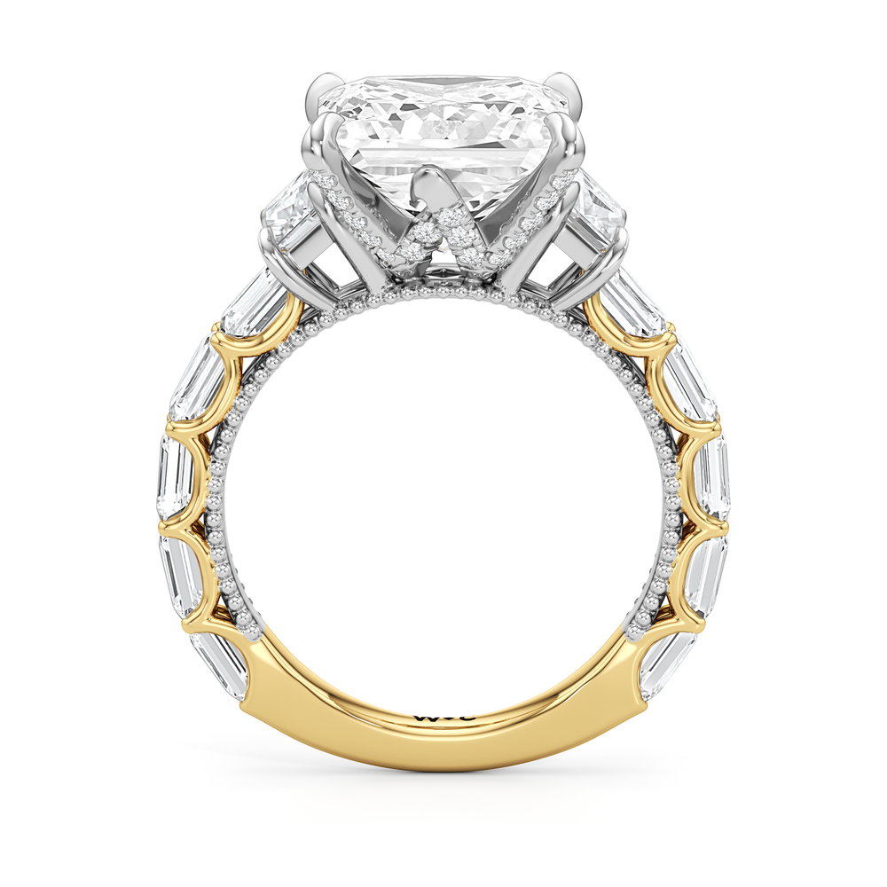 The W Zenith Engagement Ring with Princess Cut Diamond in 14KT Yellow Gold & Platinum view 5
