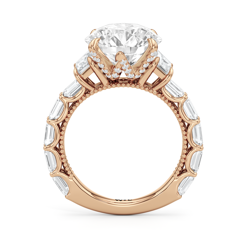 The W Zenith Engagement Ring with Round Cut Diamond in 14KT Rose Gold view 5
