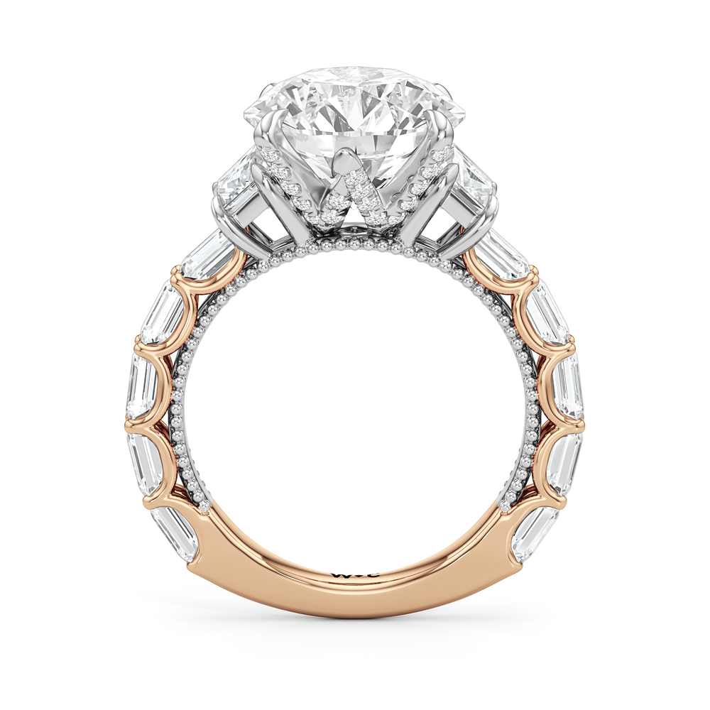 The W Zenith Engagement Ring with Round Cut Diamond in 14KT Rose Gold & Platinum view 5
