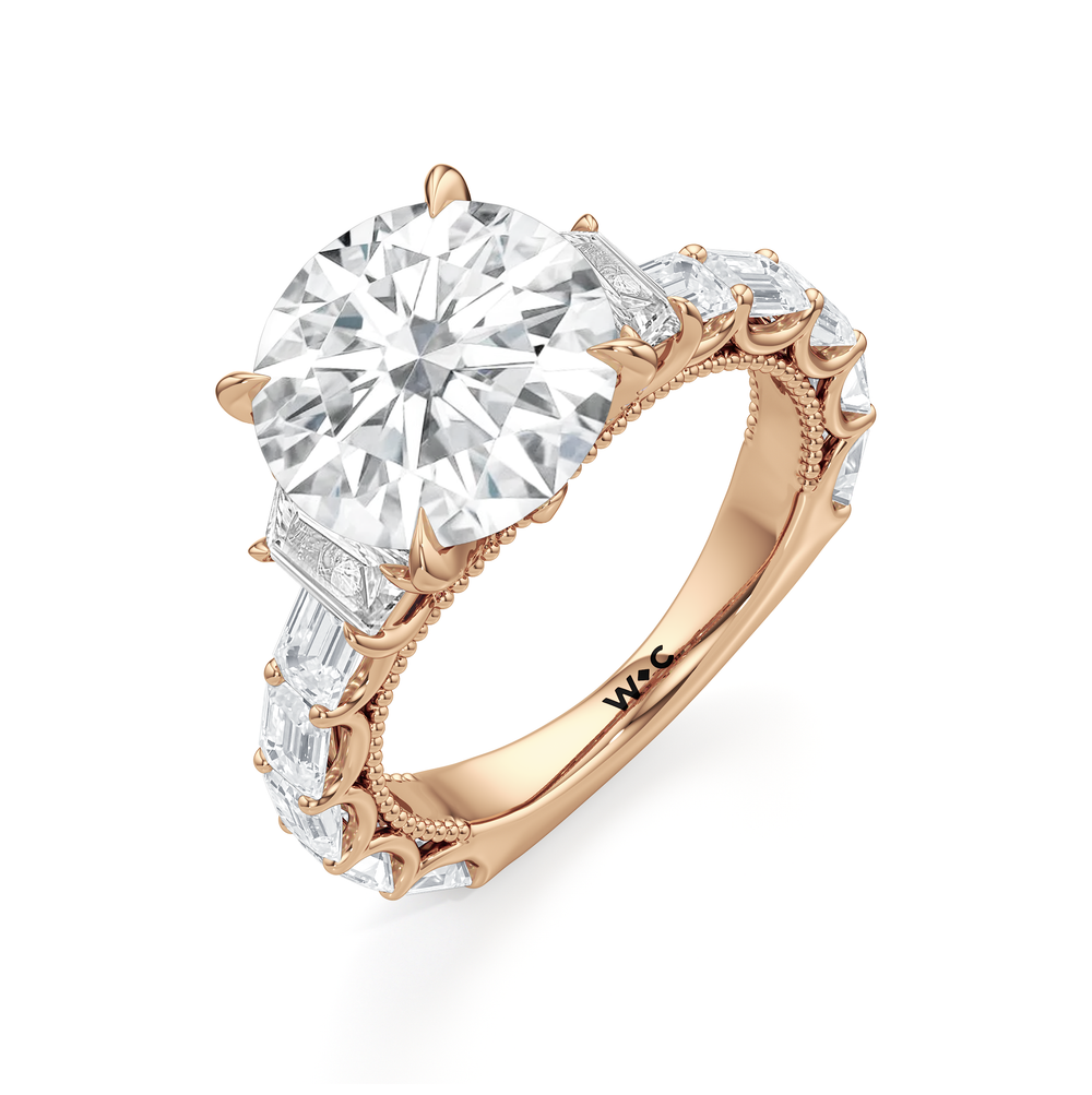 The W Zenith Engagement Ring with Round Cut Diamond in 14KT Rose Gold view 6
