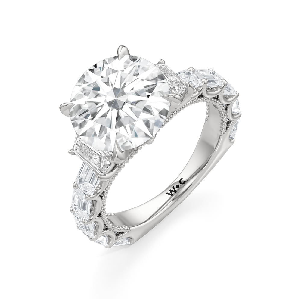 The W Zenith Engagement Ring with Round Cut Diamond in 14KT Platinum view 6
