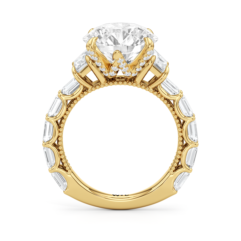 The W Zenith Engagement Ring with Round Cut Diamond in 14KT Yellow Gold view 5
