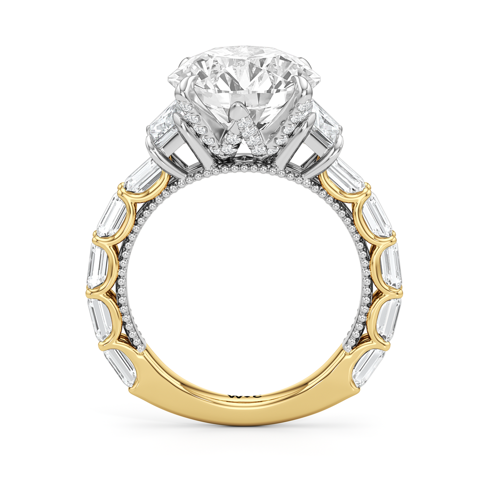 The W Zenith Engagement Ring with Round Cut Diamond in 14KT Yellow Gold & Platinum view 5
