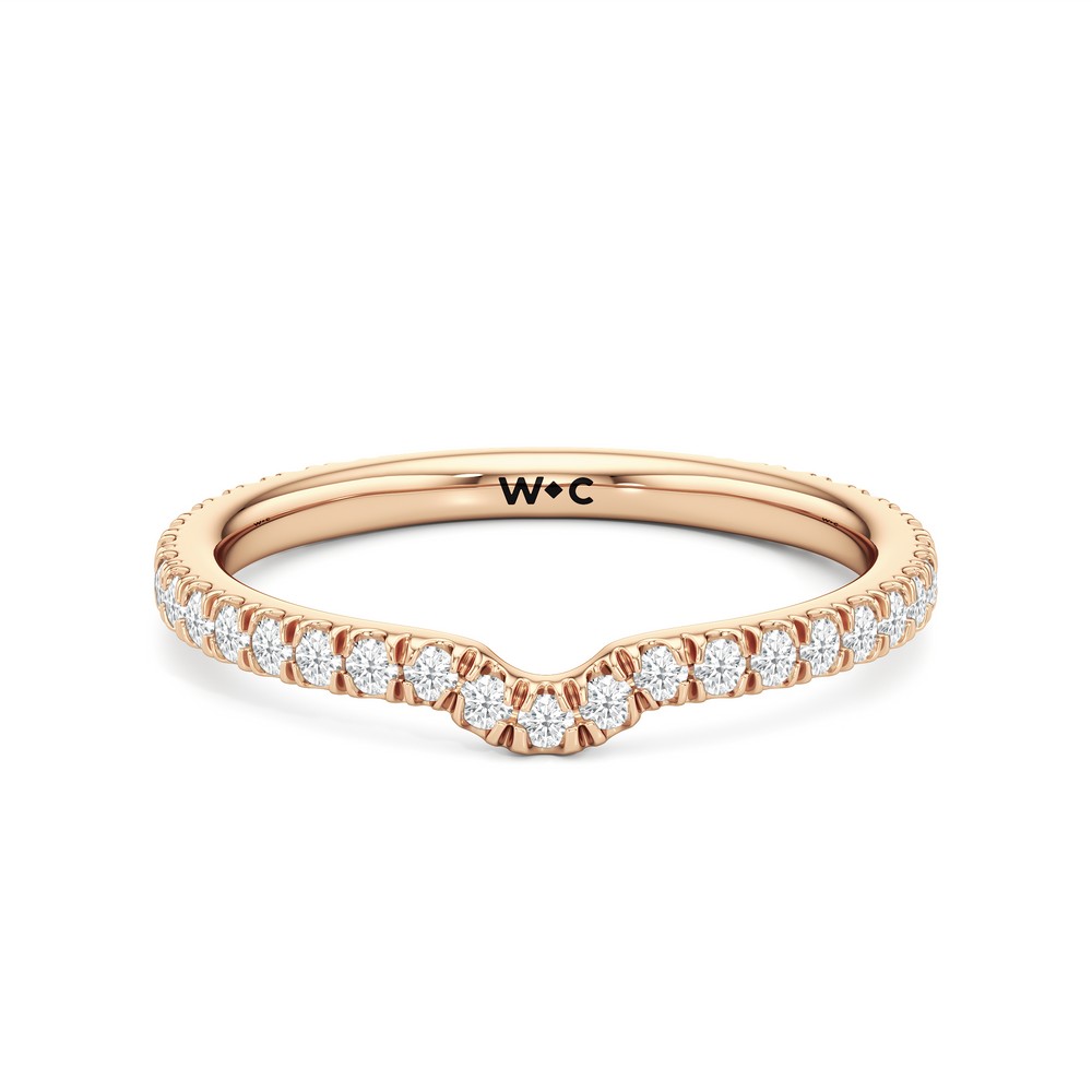 The W Horizon Diamond Wedding Band with 18KT Rose Gold Cut Diamond in 14KT Rose Gold view 1
