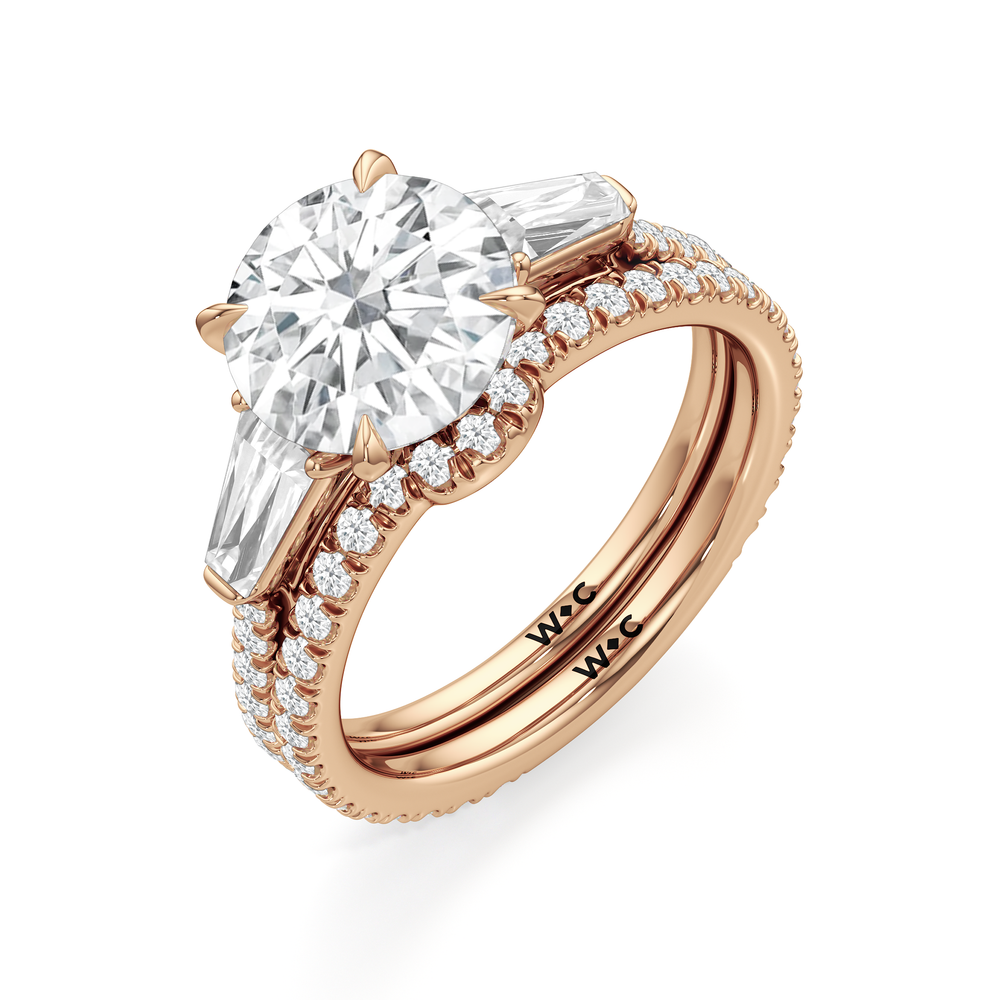 The W Horizon Engagement Ring with Oval Cut Diamond in 14KT Rose Gold view 7

