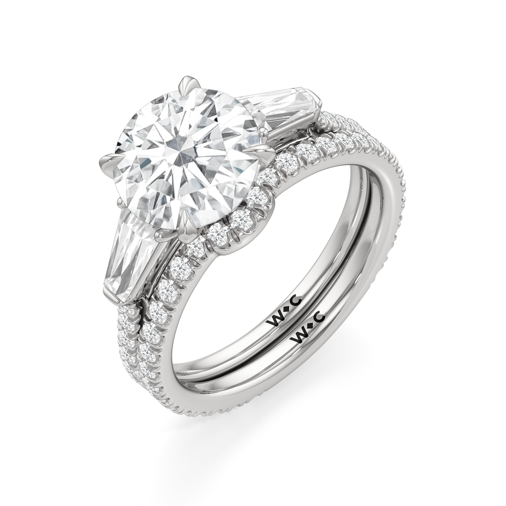 The W Horizon Engagement Ring with Round Cut Diamond in 14KT Platinum view 7
