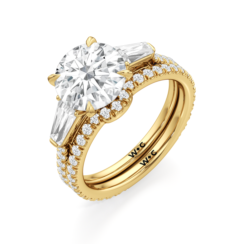 The W Horizon Engagement Ring with Oval Cut Diamond in 14KT Yellow Gold view 7
