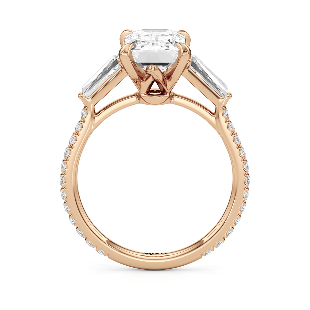 The W Horizon Engagement Ring with Emerald Cut Diamond in 14KT Rose Gold view 5
