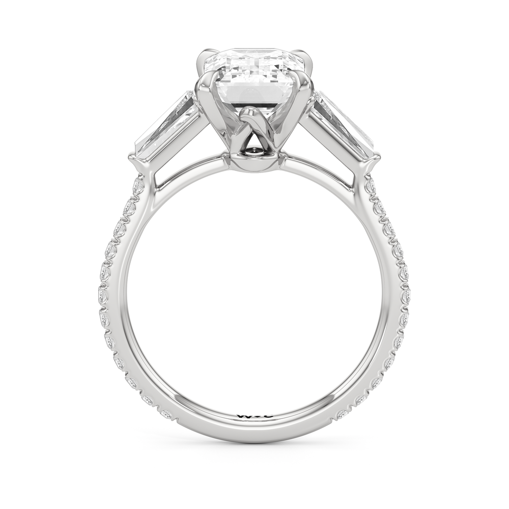The W Horizon Engagement Ring with Emerald Cut Diamond in 14KT Platinum view 5
