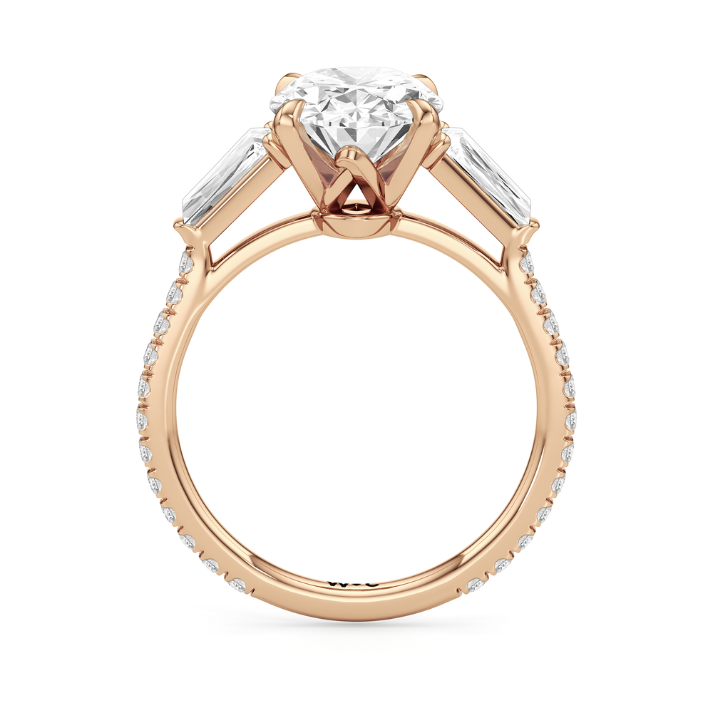 The W Horizon Engagement Ring with Oval Cut Diamond in 14KT Rose Gold view 5
