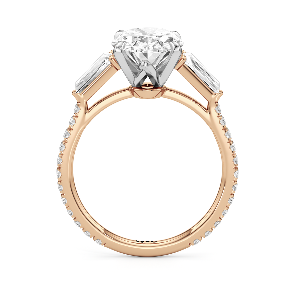 The W Horizon Engagement Ring with Oval Cut Diamond in 14KT Rose Gold & Platinum view 5
