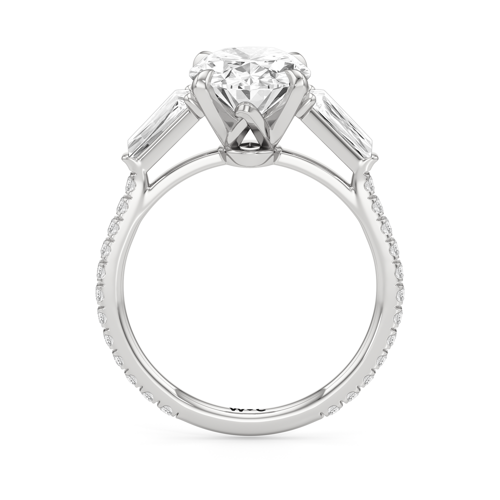 The W Horizon Engagement Ring with Oval Cut Diamond in 14KT Platinum view 5
