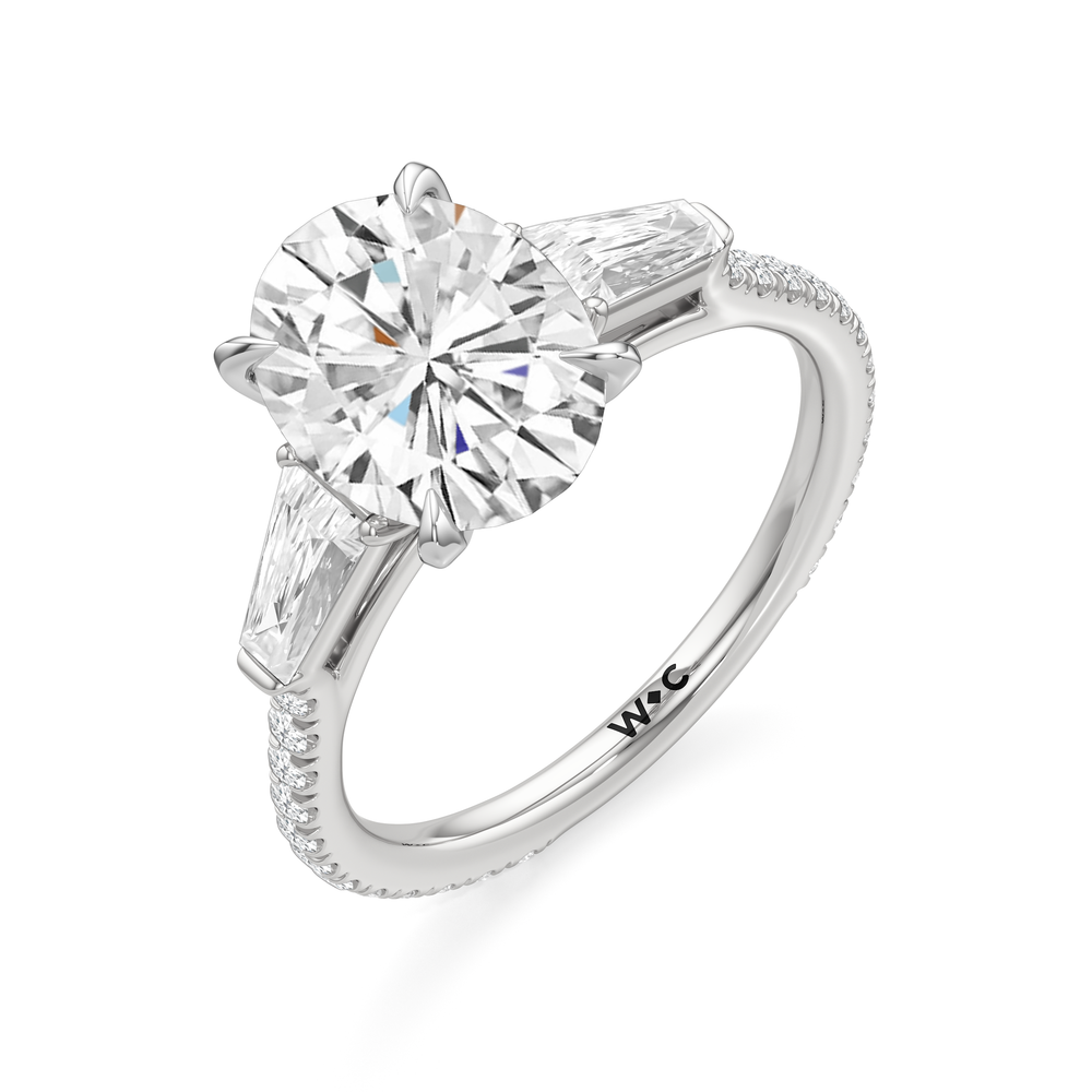 The W Horizon Engagement Ring with Oval Cut Diamond in 14KT Platinum view 6

