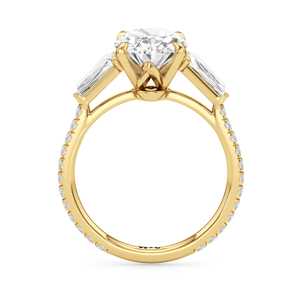 The W Horizon Engagement Ring with Oval Cut Diamond in 14KT Yellow Gold view 5

