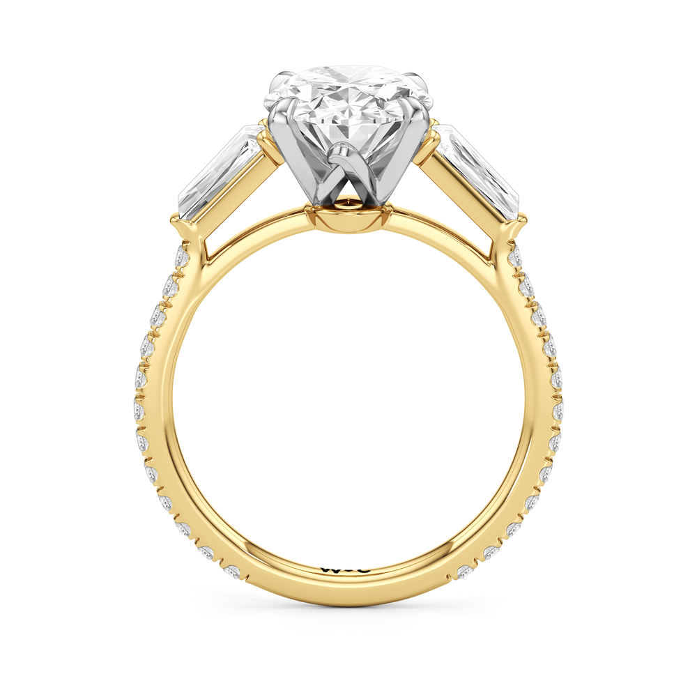The W Horizon Engagement Ring with Oval Cut Diamond in 14KT Yellow Gold & Platinum view 5
