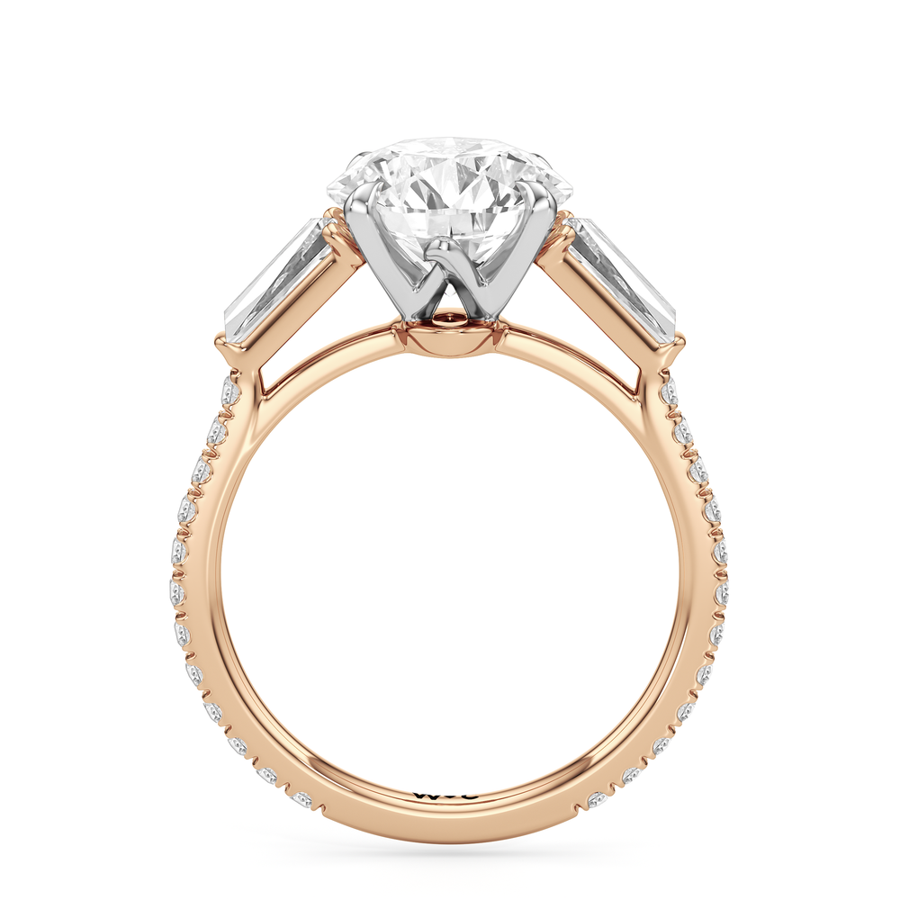 The W Horizon Engagement Ring with Round Cut Diamond in 14KT Rose Gold & Platinum view 5
